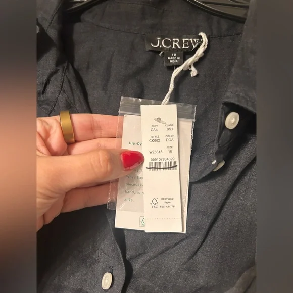 NWT J Crew Cerise shirtdress in dip-dyed ramie Size 10 - Picture 5 of 12